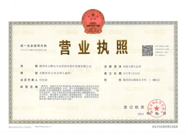 景區公司營業執照